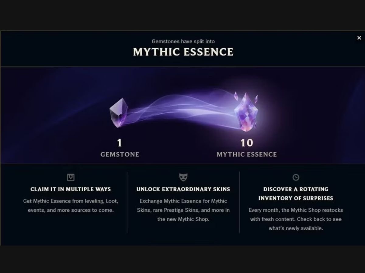 gemstones change into mythic essence