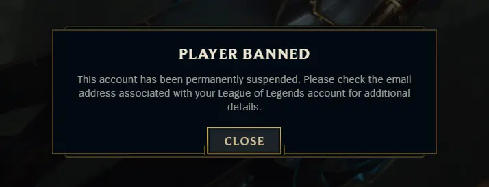 player banned information