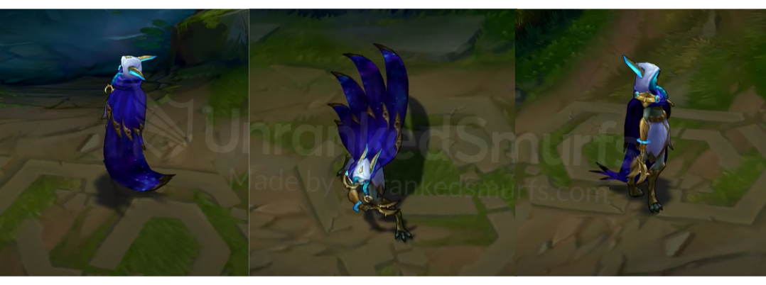 Cosmic Dusk Xayah Back and profile in-game